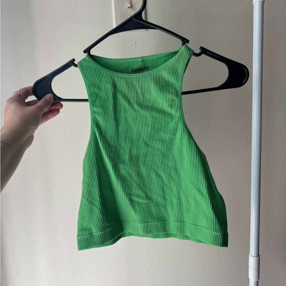 Garage Green Ribbed Tank Top